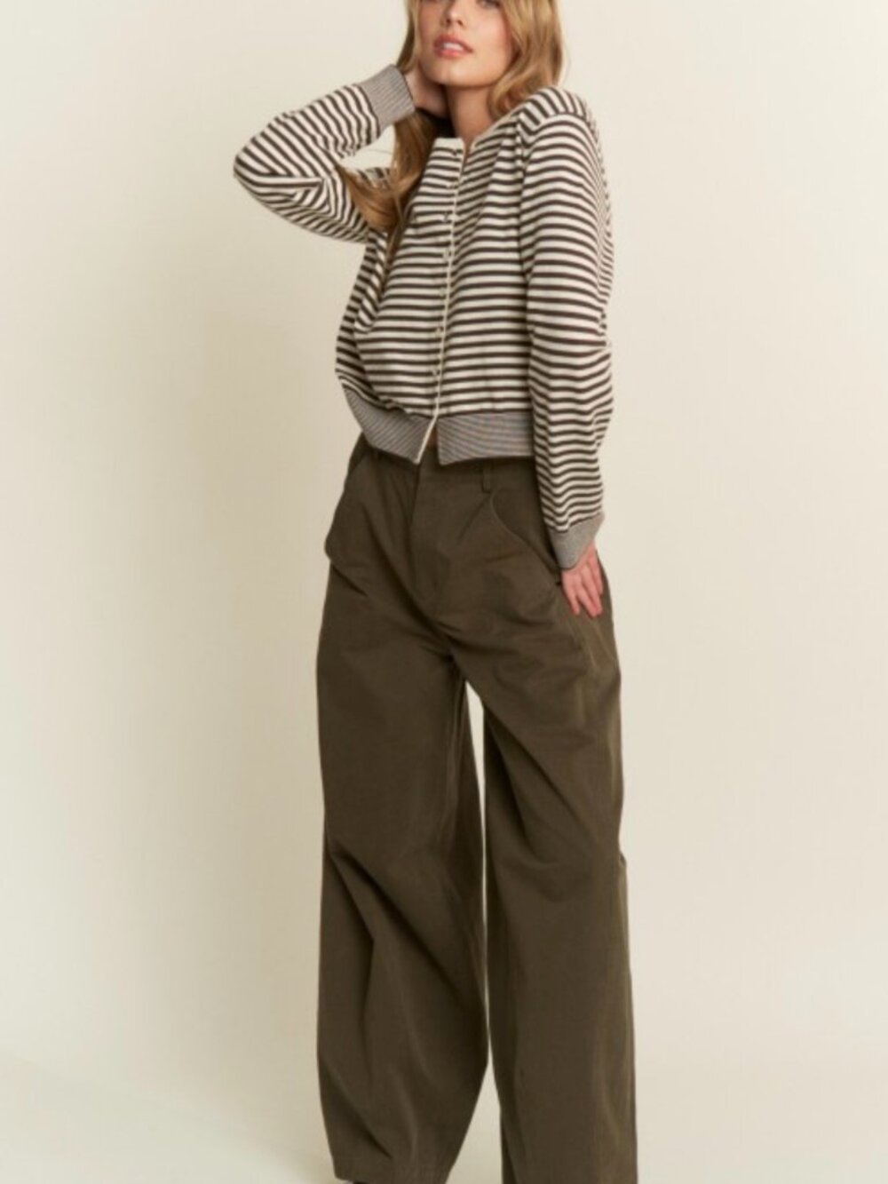Cotton wide leg pants olive